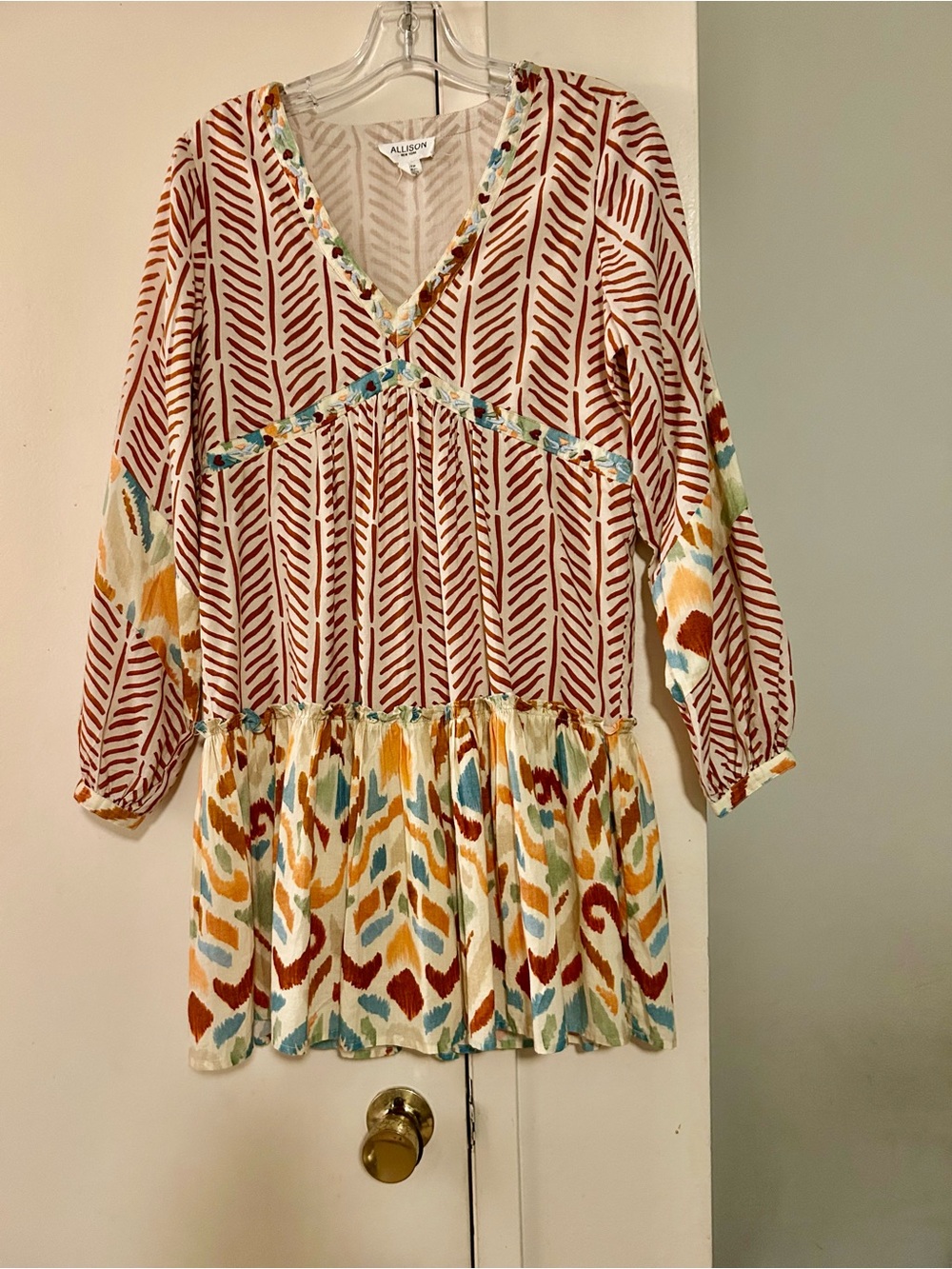 Allison Kids Rust & Cream Patterned Casual Dress
